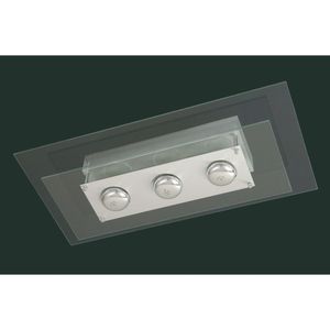 Plafon 3 Lâmpadas Contemporâneo Quadrado 60W Alumínio/Vidro Pantoja 137 Escovado Transparente Bivolt