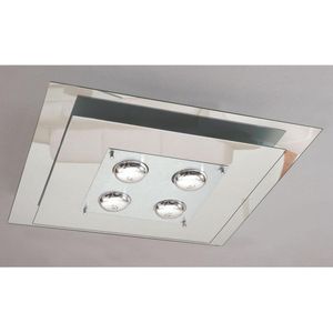 Plafon 4 Lâmpadas Contemporâneo Retagular 60W Alumínio/Vidro Pantoja 131.1 Escovado Espelhado Bivolt