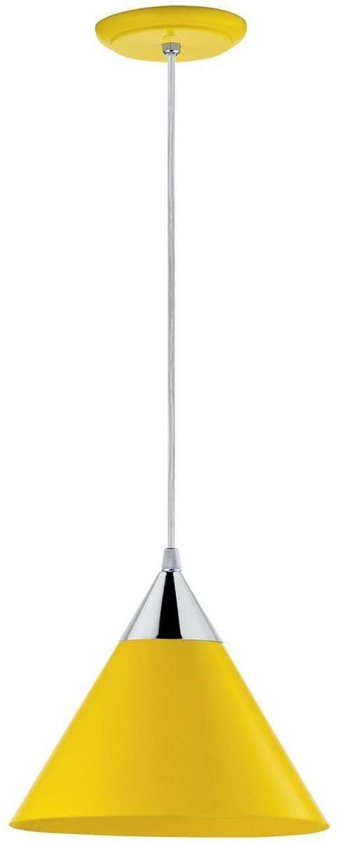 Pendente-1-Lampada-Home-20W-Polipropileno-Dital-310-Amarelo-e-Cromado-Bivolt