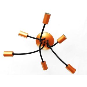 Plafon 6 Lâmpadas Tipo Aranha Luminária 30W Alumínio Emalustres Preto e Cobre Bivolt