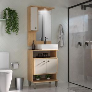 Gabinete de Banheiro com Cuba e Espelheira com LED 60cm Multimóveis CR10132