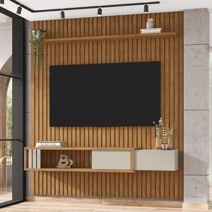 Painel para TV até 75 Polegadas Ripado com 1 Gaveta e Nicho Multimóveis CR45288