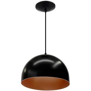 Pendente 1 Lâmpada Argos Luminária 25W Alumínio Emalustres 2152/.000 Preto/Cobre Bivolt