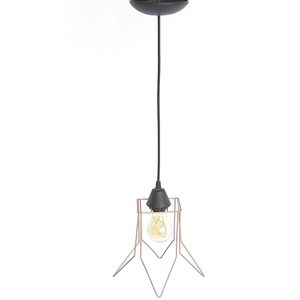 Pendente 1 Lâmpada Lis Cônico 30W Aço Emalustres Cobre Bivolt