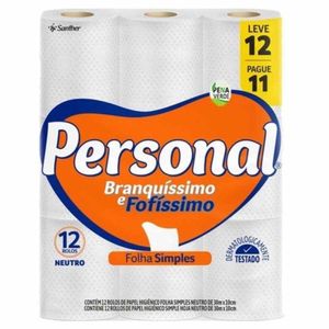 Papel Higiênico Personal Folha Simples 30m C/12