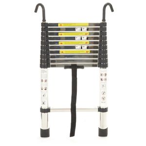 Escada Telescopica Extensiva Aço Inoxidável 11 Degraus 3,2m Cinza