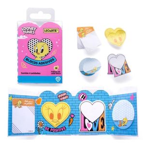 Bloco Adesivo Looney Tunes 4 Blocos Com 15 Folhas - Leoarte