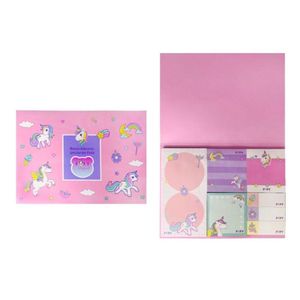 Bloco Adesivo Unicórnio Cor Rosa Feliz Papelaria Fofa Fofy