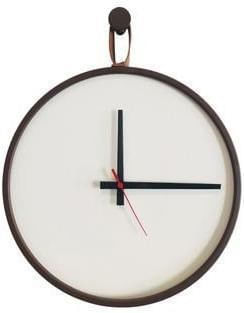 Relógio de Parede Redondo E2G Design Short Strip Corten Alça Caramelo Mostrador Branco Ponteiro Preto 30cm-ns_174529_1