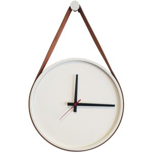 Relógio de Parede Redondo E2G Design Branco Alça Caramelo Mostrador Branco Ponteiro Preto 30cm