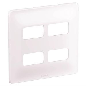 Placa 2+2 Postos Separados com Suporte Zeffia Legrand 680175 4x4 Branco