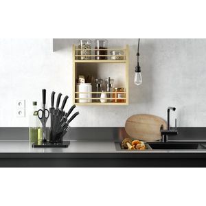 Prateleira Decorativa Box Duplo Muve MDF Natural 39x39x13cm