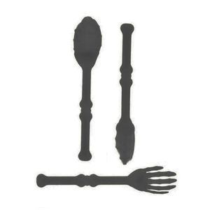 Kit Talher Colher Faca Garfo Horripilante Halloween Preto