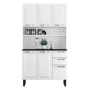 Armário Cozinha Aço Compacto 6 Portas 2 Gavetas Branco