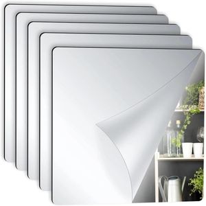 Kit 5 Espelho Adesivo Sala Jantar Acrilico Espelhado 5 Unidades Flexivel Quadrado 15x15cm Decorativo Auto Colante