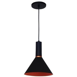 Pendente 1 Lâmpada Sobrepor Roma Cone Até 15W Alumínio Attena 3135 Pt/Cb Preto/Cobre Bivolt