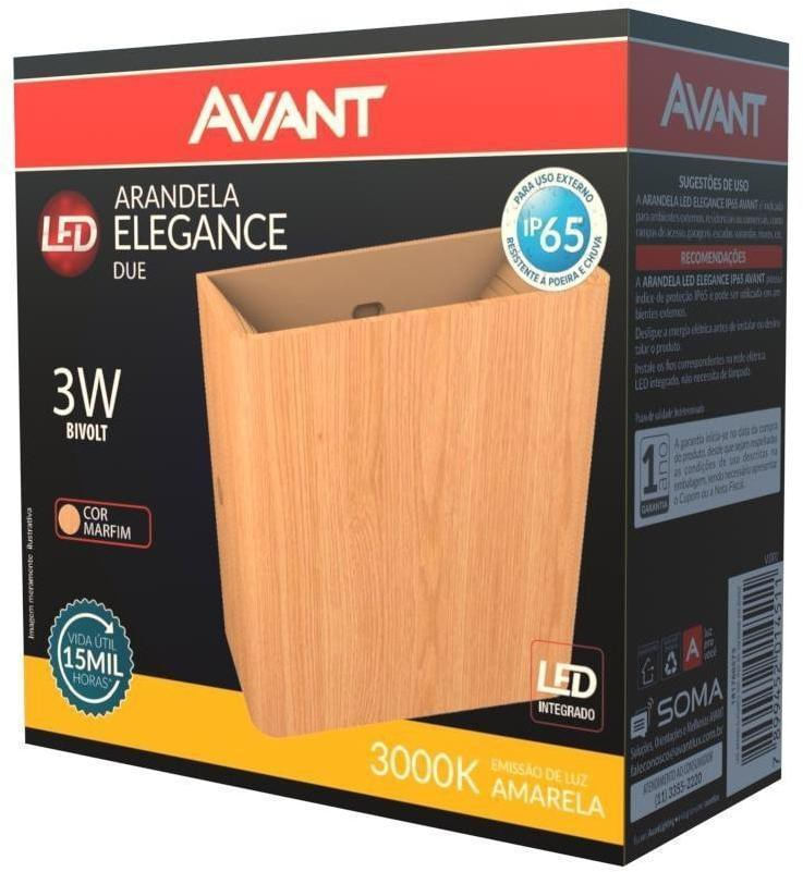 Arandela-LED-Elegance-Due-3W-3000K-Policarbonato-Avant-Marfim-Bivolt