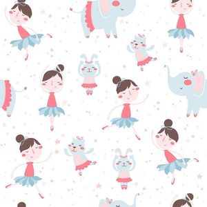 Papel de Parede Bobinex 7431 Bailarinas Rosa e Azul