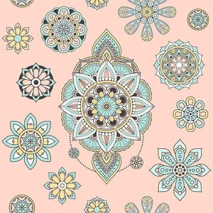 Papel de Parede Bobinex 7450 Mandala Rosa e Azul