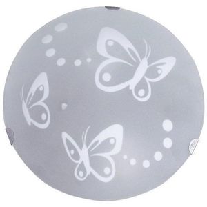 Plafon de Sobrepor 2 Lâmpadas Redondo Até 15W Vidro e Aço Attena 1306 Peq Br Branco Bivolt