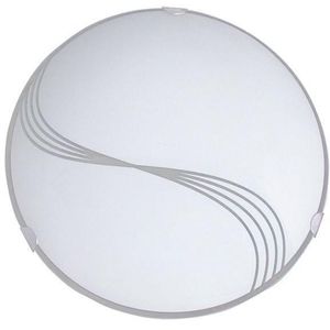 Plafon de Sobrepor 2 Lâmpadas Redondo Até 15W Vidro e Aço Attena 1303 Peq Cr Branco Bivolt