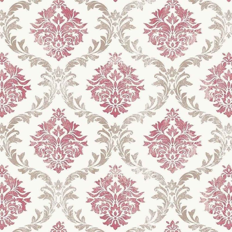 Papel-de-Parede-Bobinex-2422-Floral-Do-Tempo-Vermelho-e-Marrom