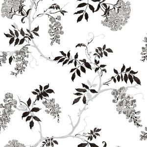 Papel de Parede Bobinex 2411 Floral Do Tempo Preto e Cinza