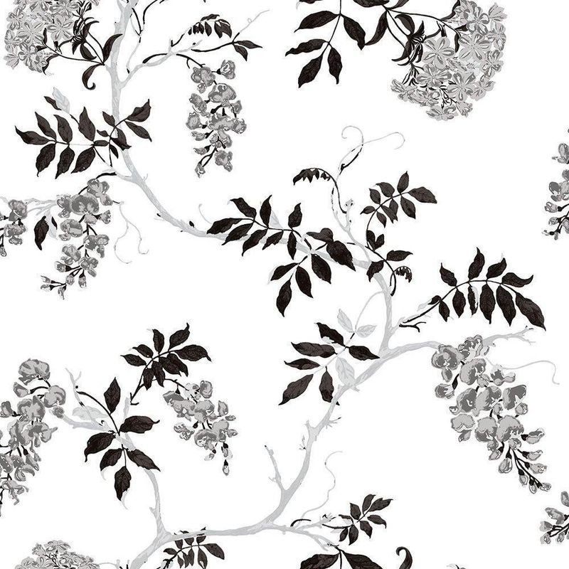 Papel-de-Parede-Bobinex-2411-Floral-Do-Tempo-Preto-e-Cinza