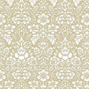 Papel de Parede Bobinex 6918 Arabesco Metalizado Mostarda e Branco