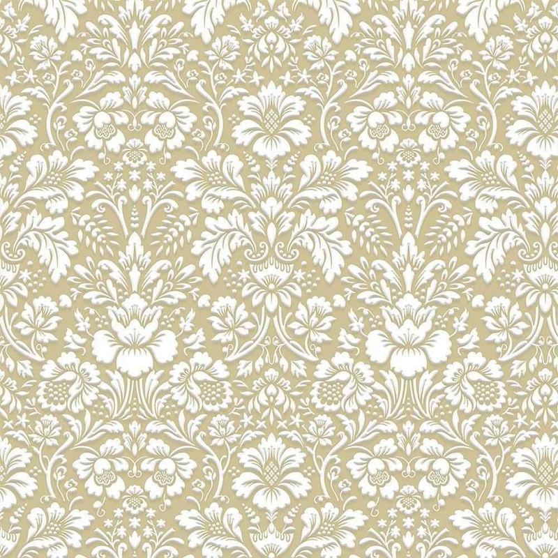 Papel-de-Parede-Bobinex-6918-Arabesco-Metalizado-Mostarda-e-Branco