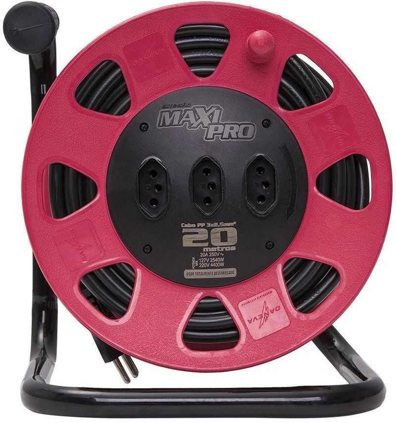 Extensao-Eletrica-Maxipro-PP-Legrand-DN1546-3X250-2-Polos-e-1-Tomada-20A-20M-Vermelho