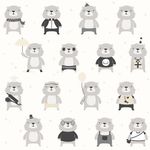 Papel-de-Parede-Bobinex-7436-Urso-O-Personagem-Cinza-e-Preto