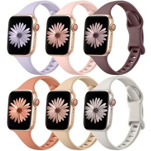 6 Pack Pulseiras Finas De Silicone Para Apple Watch (variadas)