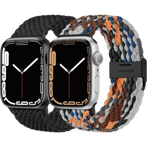 2 Pack Pulseiras Trançadas De Nylon Para Apple Watch, 38-49mm (black-camouflage)