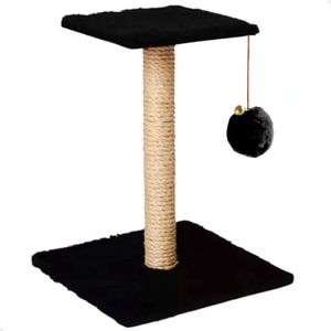 Arranhador Para Gatos Pet Quadrado Poste Sisal Com Brinquedo Pompom Pelúcia Guizo