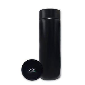 Garrafa Térmica Aço Inox Com Termômetro Digital Led 500ml Preto