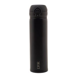 Garrafa Térmica Dupla Parede De Aço Inox Com Tampa Flip Preta 410 Ml 4683 - Lyor