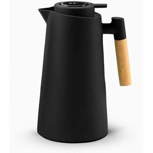 Garrafa Térmica Quente E Frio Café Com Termômetro Digital 1 Litro Cabo De Madeira