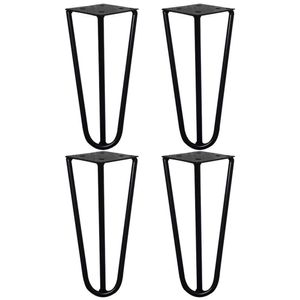 Kit 4 Pés De Metal 15 Cm Legs Mesas De Centro Puffs Preto