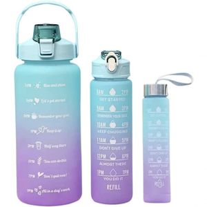 Kit 3 Garrafa De Água Squeeze Dk Galão 2l Litros + 700ml + 300ml Academia Colorida Com Adesivo