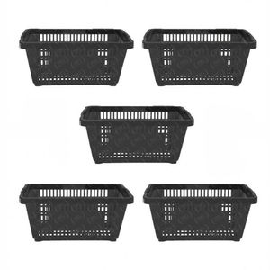 Kit - 5 Cestos Compras Plástica D100 Cód. 3000 Preto - Della Plast