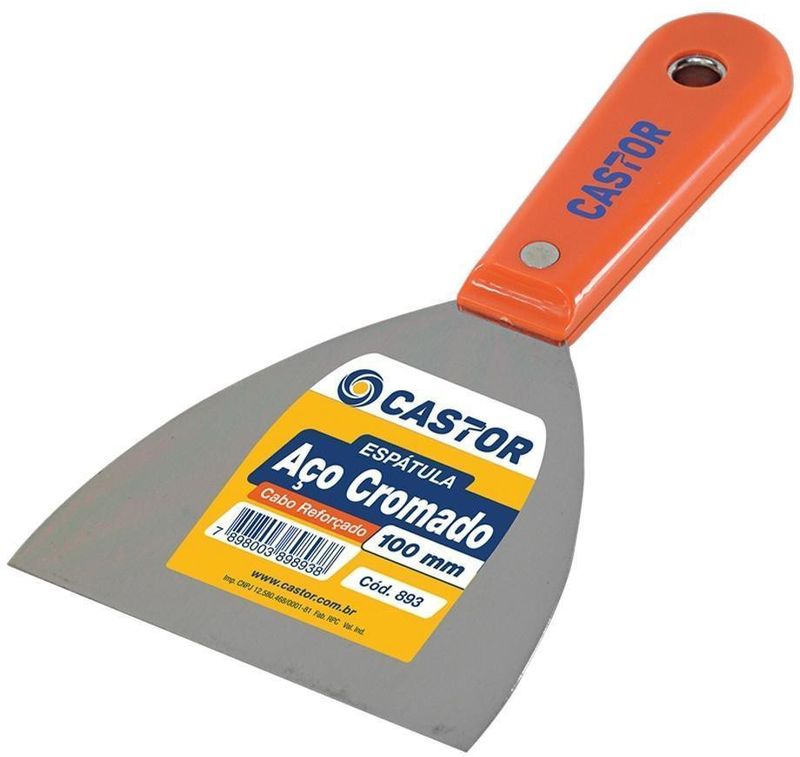 Espatula-de-Aco-Cromado-com-Cabo-Plastico-Reforcado-Laranja-Castor-100mm