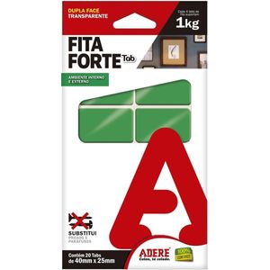 Fita Dupla Face Tab Forte Adere 4x2,5cm Pacote com 20 Unidades