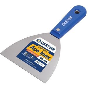 Espátula de Aço Inox com Cabo Plástico Reforcado Azul Castor 120mm