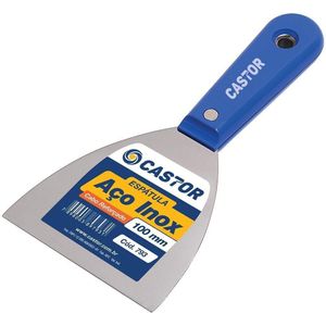 Espátula de Aço Inox com Cabo Plástico Reforcado Azul Castor 100mm