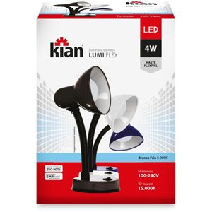Luminária Lumi Flex LED 4W 5000K (Branca Fria) Kian Preto Bivolt