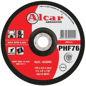 Disco de Desbaste Alcar 115x6.4x22.2mm PHF-46