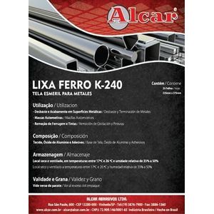 Lixa Ferro Alcar K-240 Grão 220 225x275mm