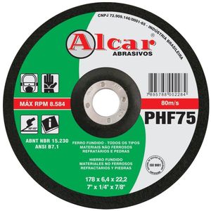 Disco de Desbaste Alcar 177.8x6.4x22.2mm PHF-75