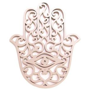 Quadro Decorativo Mandala Dmadero Laqueado Mão De Hamsa Beje Aurora 27,4x22cm